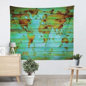 World Map Wall Hanging green w51 inch * l59 inch wall hanging world map printed tapestry World Map Wall Hanging green w51 inch * l59 inch wall hanging world map printed tapestry