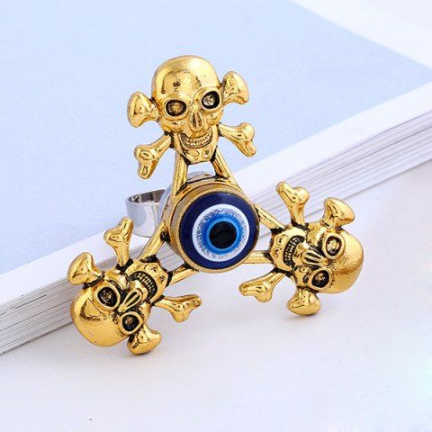 Golden Skull Crossbones Edc Hand Fid Spinner Ring