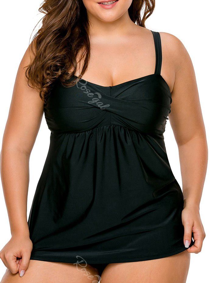 [36% OFF] Twist Front Plus Size Tankini Set | Rosegal