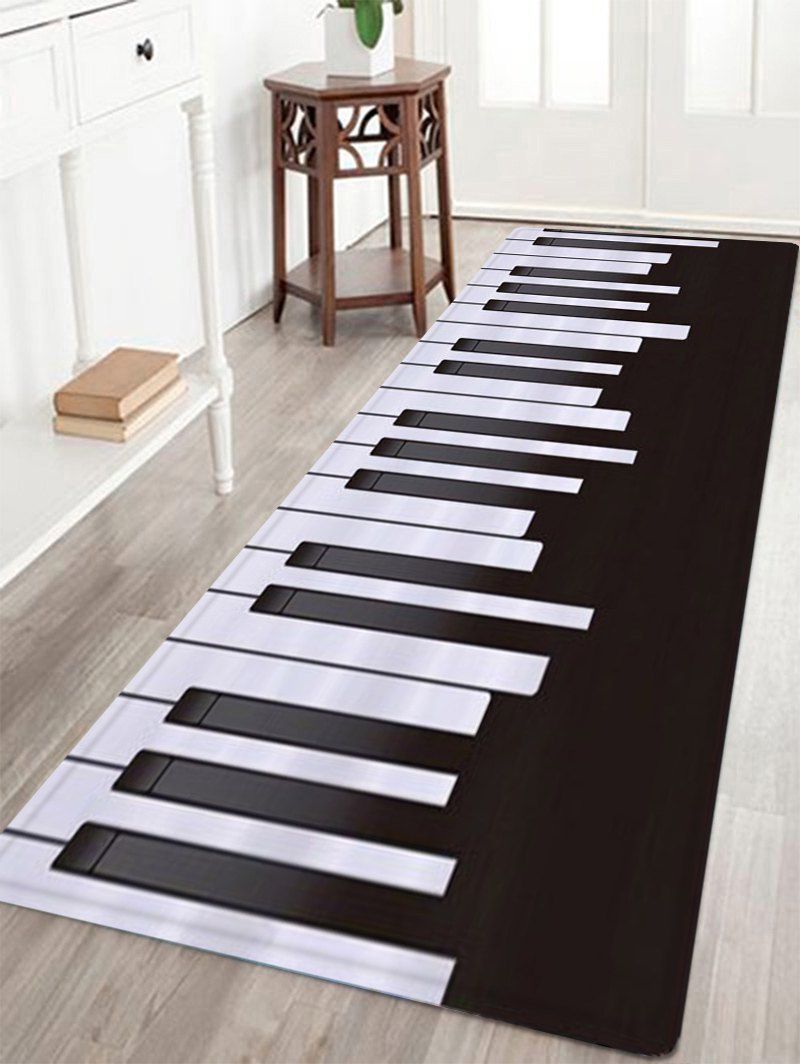 

Piano Pattern Anti-skid Water Absorption Area Rug, Black white