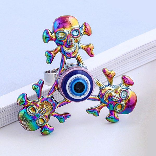 

Skull Crossbones EDC Hand Fidget Spinner Ring, Colormix