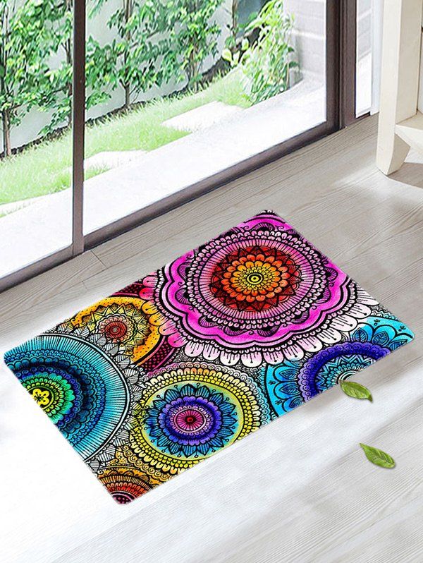 

Mandala Coral Velvet Antiskid Door Entrance Rug, Colormix
