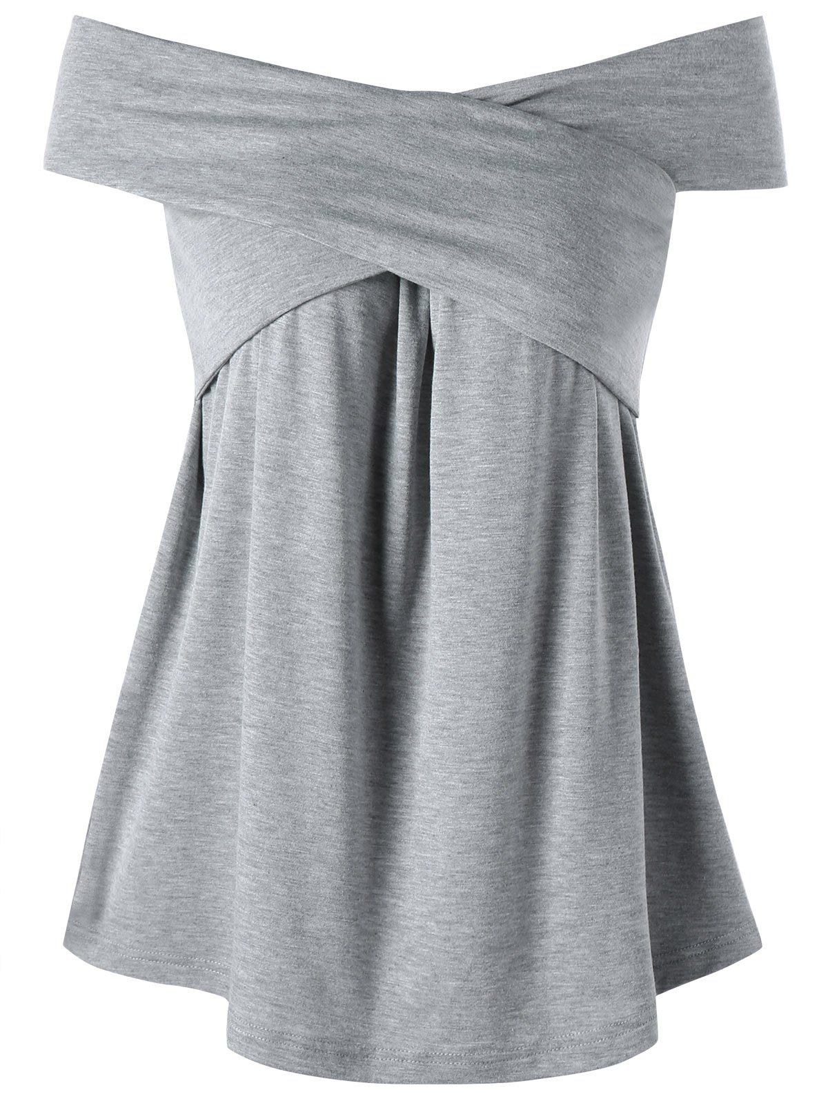 

Criss Cross Off The Shoulder Tee, Gray