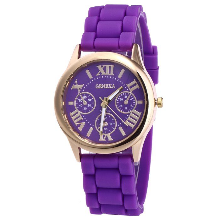 

Roman Numeral Silicone Strap Quartz Watch, Purple