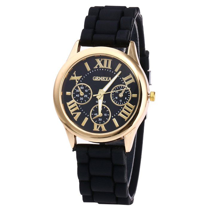 

Roman Numeral Silicone Strap Quartz Watch, Black