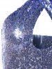Sequined Cut Out Halter Mini Dress -  