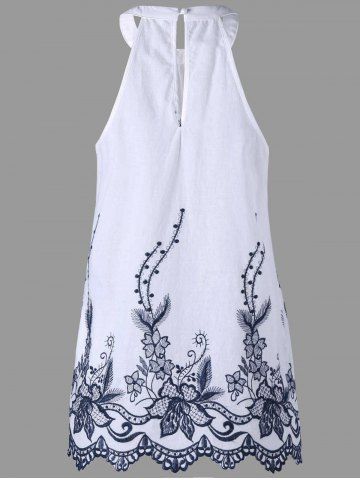 

Sleeveless Embroidery Scalloped Edge Blouse, White