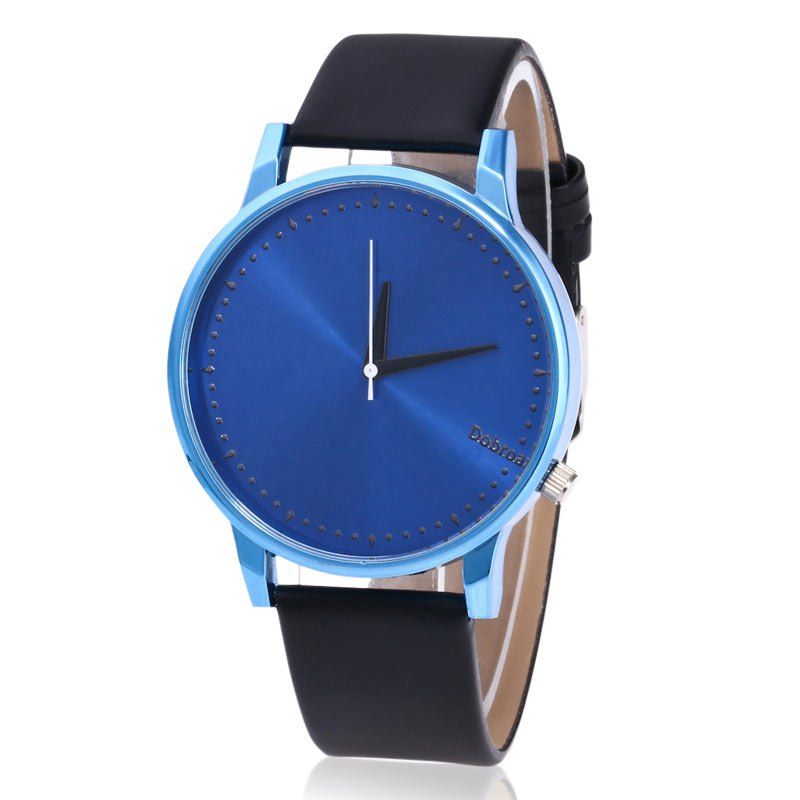 

Minimalist Faux Leather Strap Quartz Watch, Blue and black