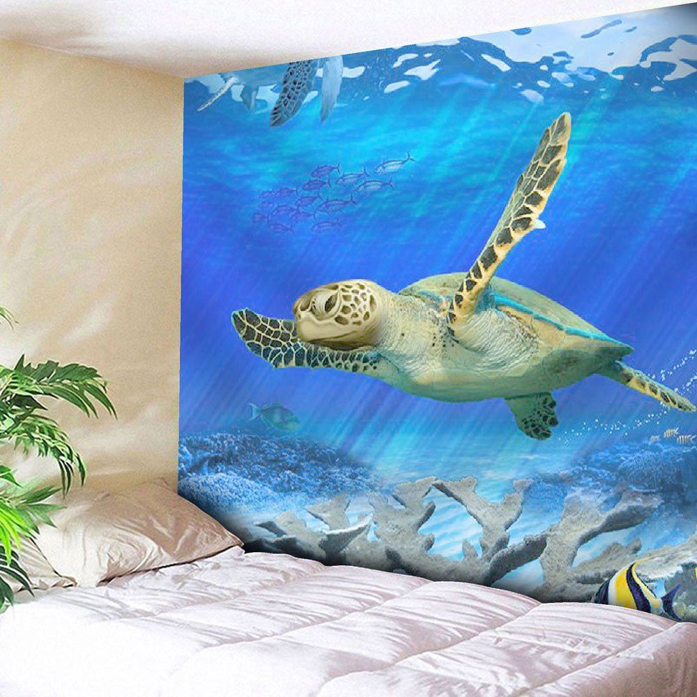 

Animal Wall Hanging Microfiber Sea Turtle Tapestry, Blue