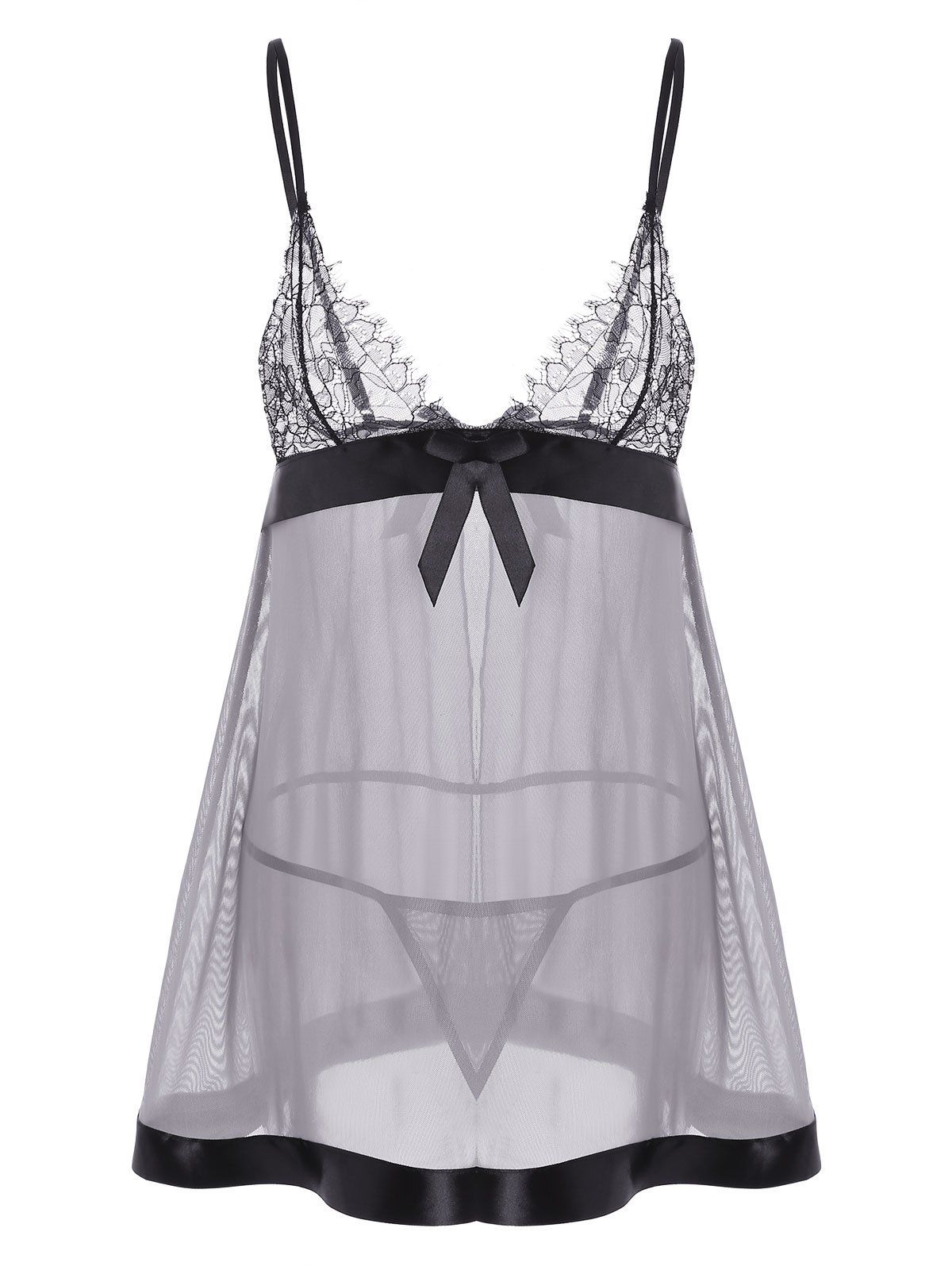 Off Sheer Mesh Slip Babydoll Rosegal