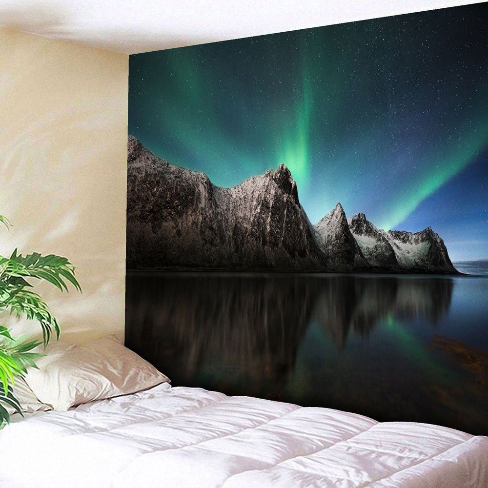 

Wall Hanging Microfiber Aurora Pattern Tapestry, Starry sky pattern