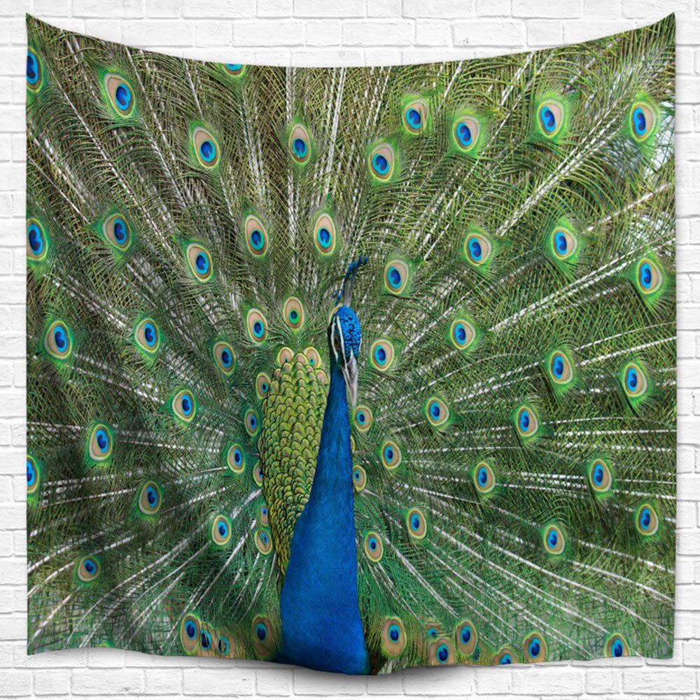 

Peacock Wall Hanging Throw Bedspread Blanket Tapestry, Malachite green