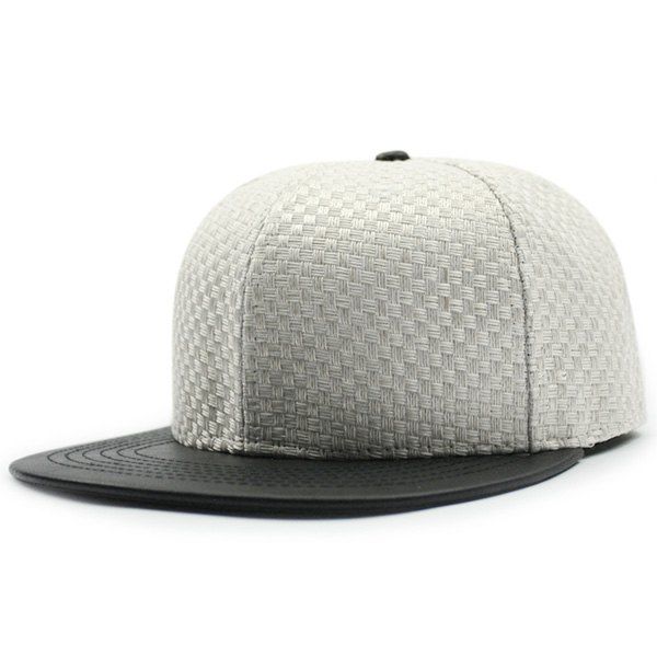 

Flat Brim Spliced Tiny Plaid Baseball Cap, White