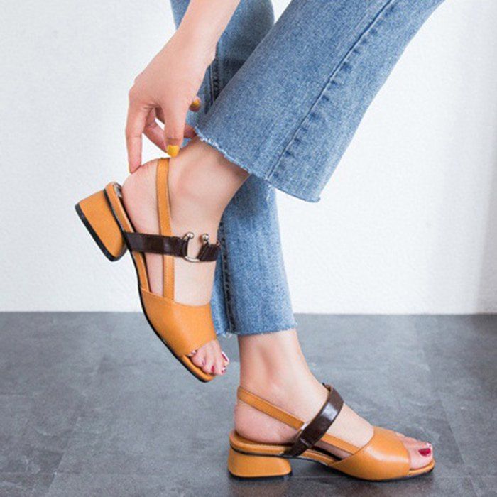 mid heel block sandals