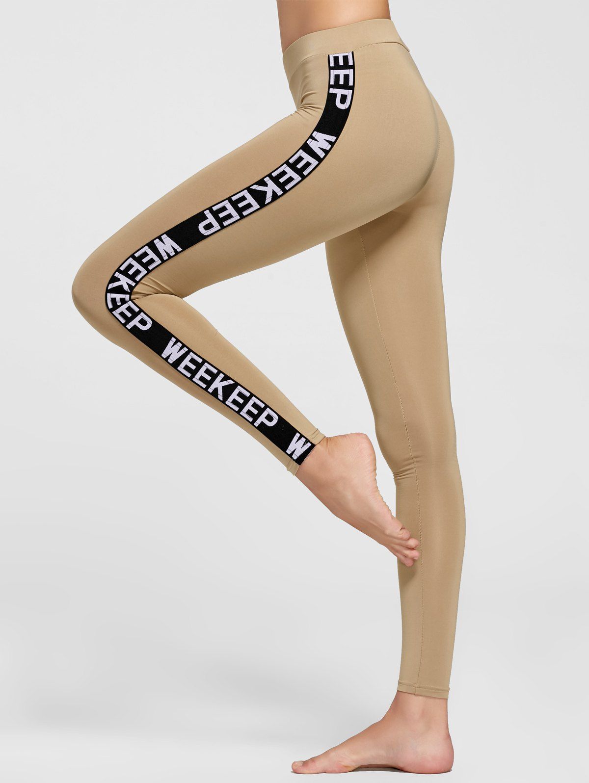 

Side Keep Letter Sports Leggings, Khaki