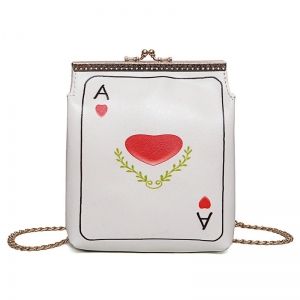 Poker Print Chain Crossbody Bag