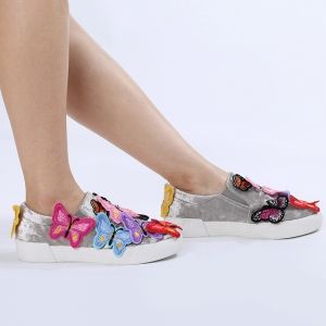 Round Toe Butterfly Slip On Sneakers