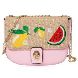 Chain Fruit Embroidered Crossbody Bag