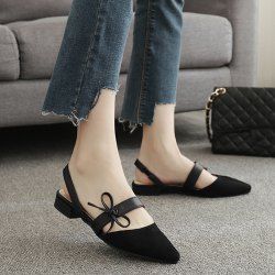 Bowknot Slingback Mary Jane Suede Flat