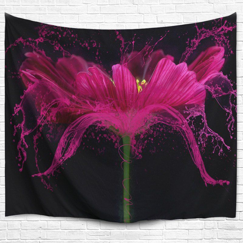 2018 Flower Print Wall Hanging Beach Throw Tapestry In Black W59 Inch
