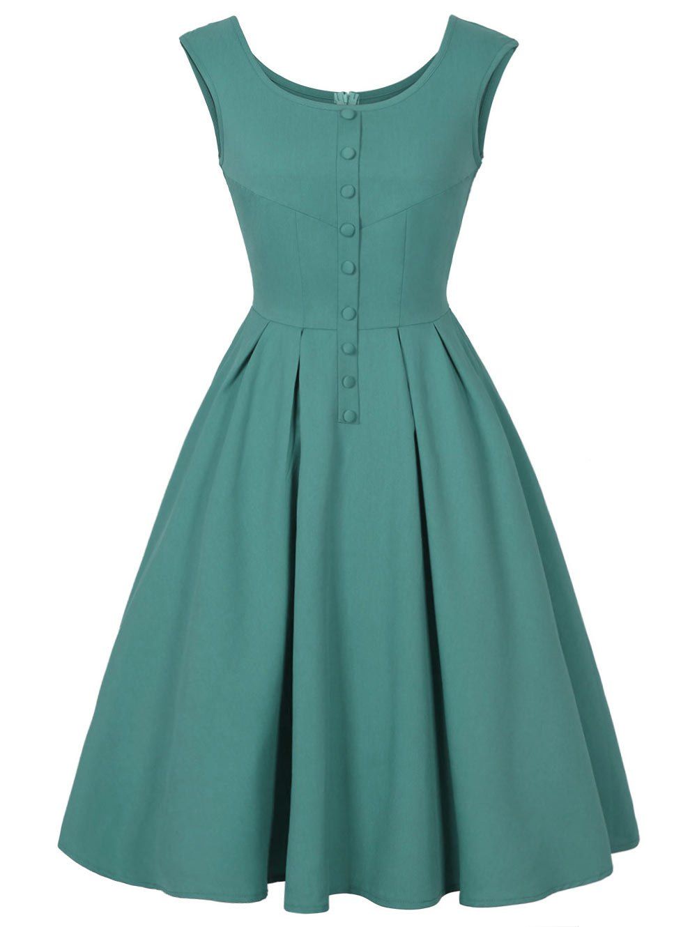 [33% OFF] Buttoned Sleeveless Vintage Dress | Rosegal