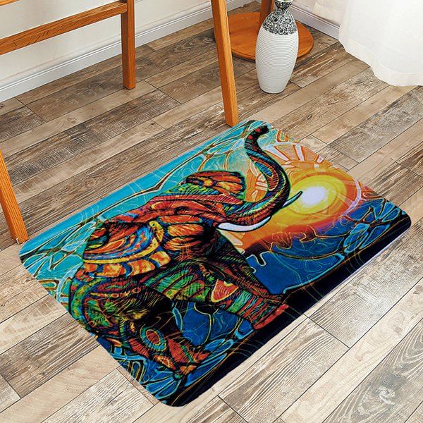 2018 Antislip Colorful Elephant Print Bathroom Rug In Colorful W20 Inch