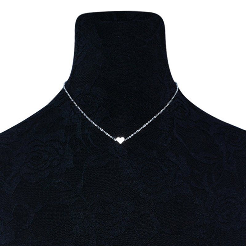 

Heart Shape Collarbone Necklace, Silver