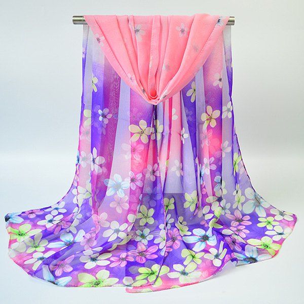 

Chiffon Tiny Flowers Printing Gossamer Scarf, Watermelon red
