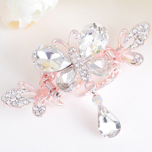 

Butterfly Shape Rhinestone Inlay Hair Clip, White