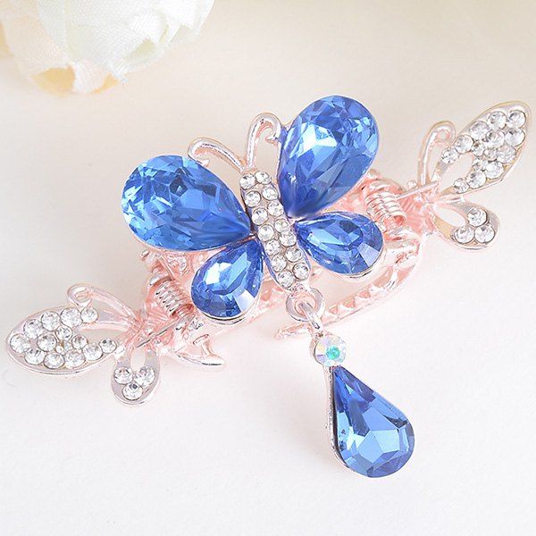 

Butterfly Shape Rhinestone Inlay Hair Clip, Blue