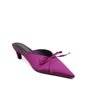 Bow Pointed Toe Satin Slippers