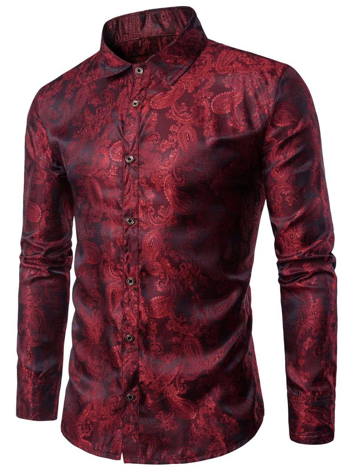 

Long Sleeve Paisley Vintage Shirt, Wine red