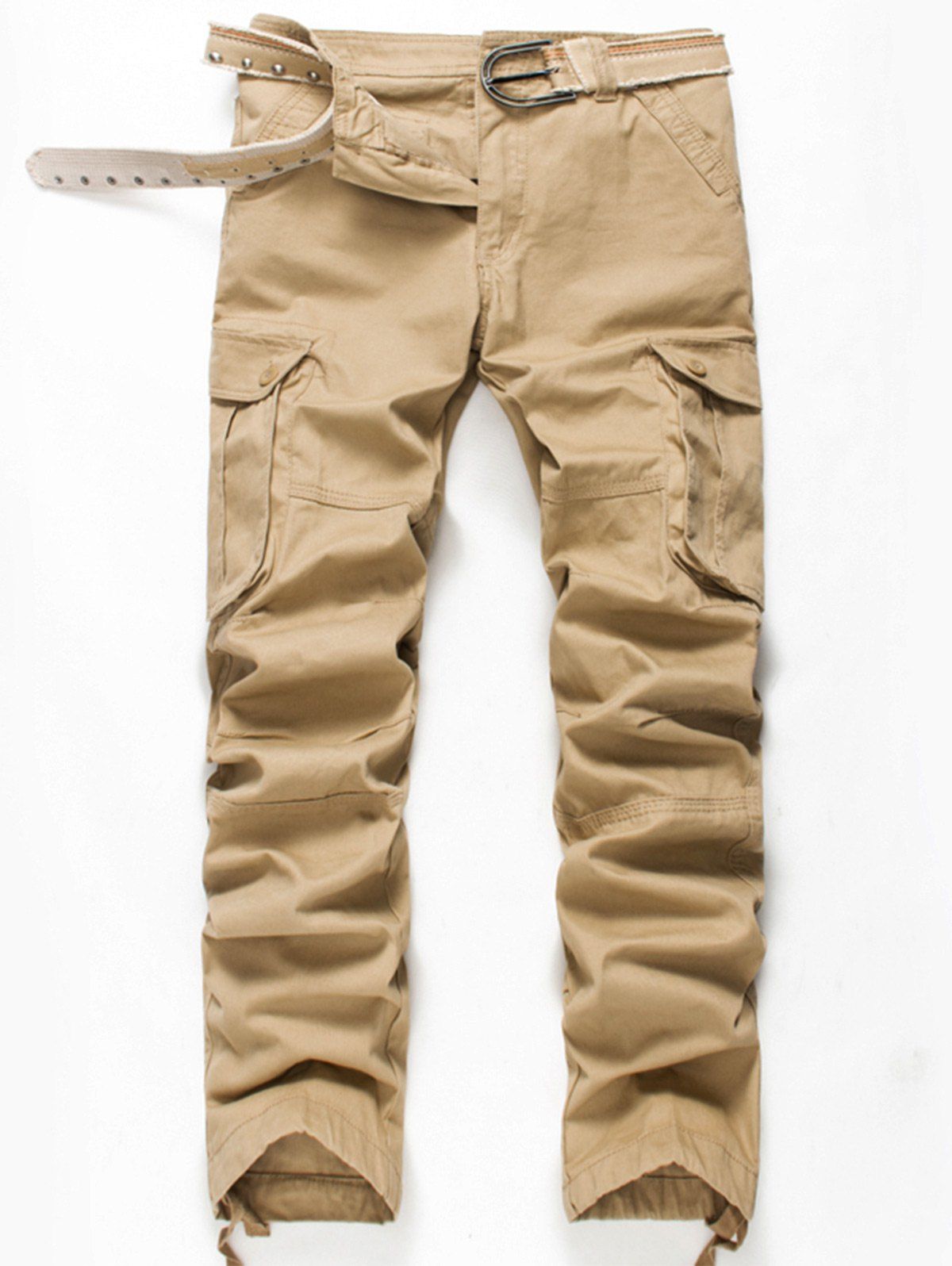 

Zip Fly Pockets Straight Cargo Pants, Khaki