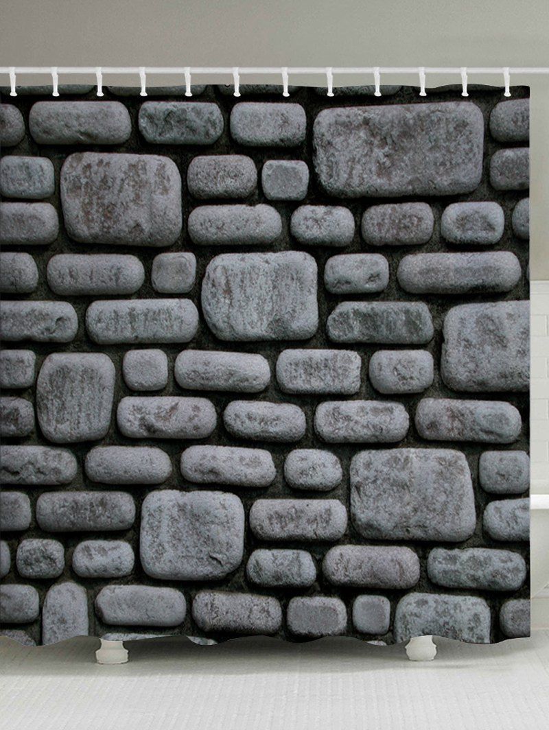 2019 Stone Brick Wall Pattern Fabric Waterproof Bathroom Shower Stone Brick Wall Pattern Fabric Waterproof Bathroom Shower Curtain