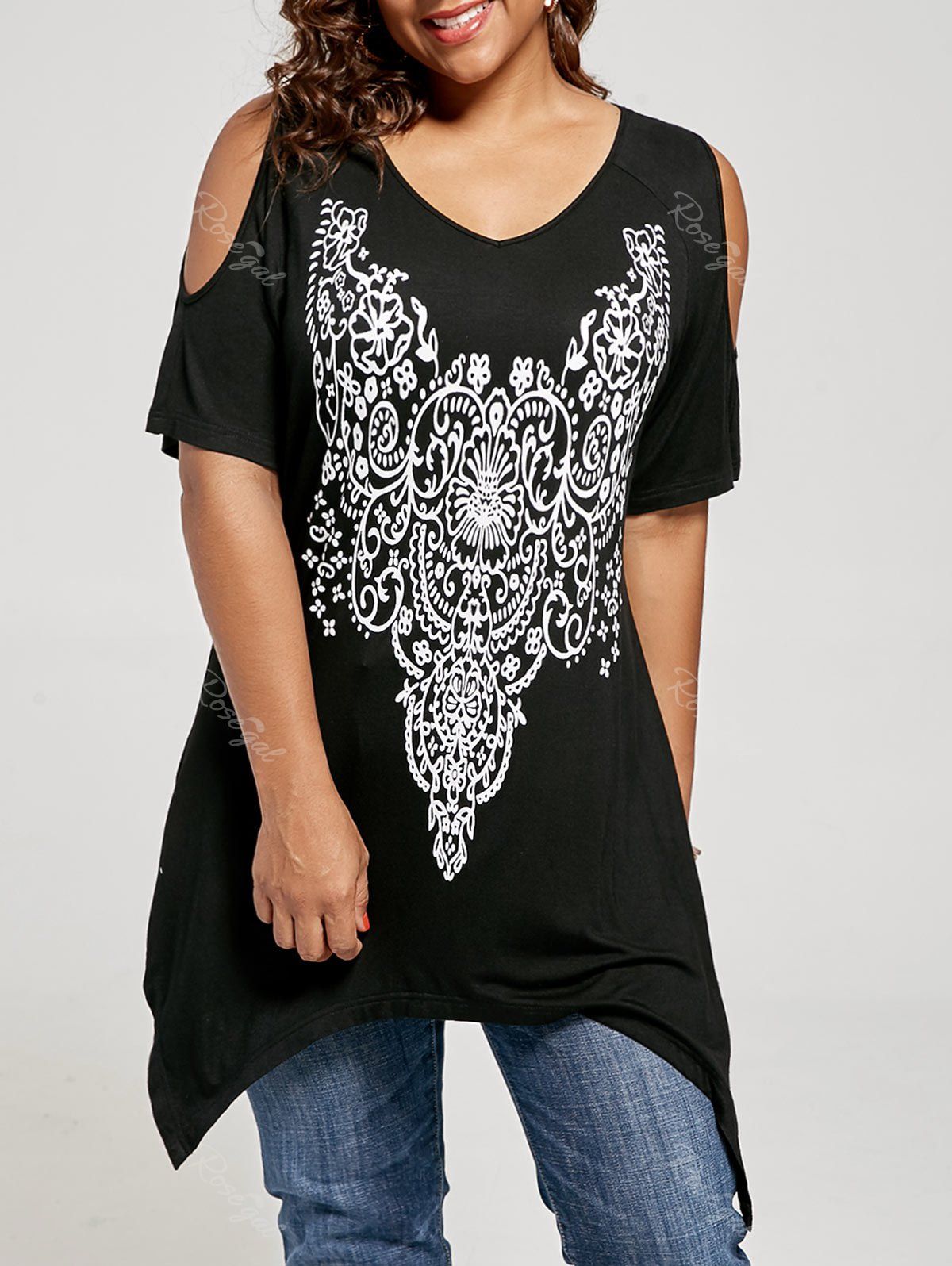 plus size cold shoulder tops uk