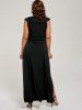 Robe Longue à Volant Largement Fendue avec Lacets sur le Devant Grande Taille -  