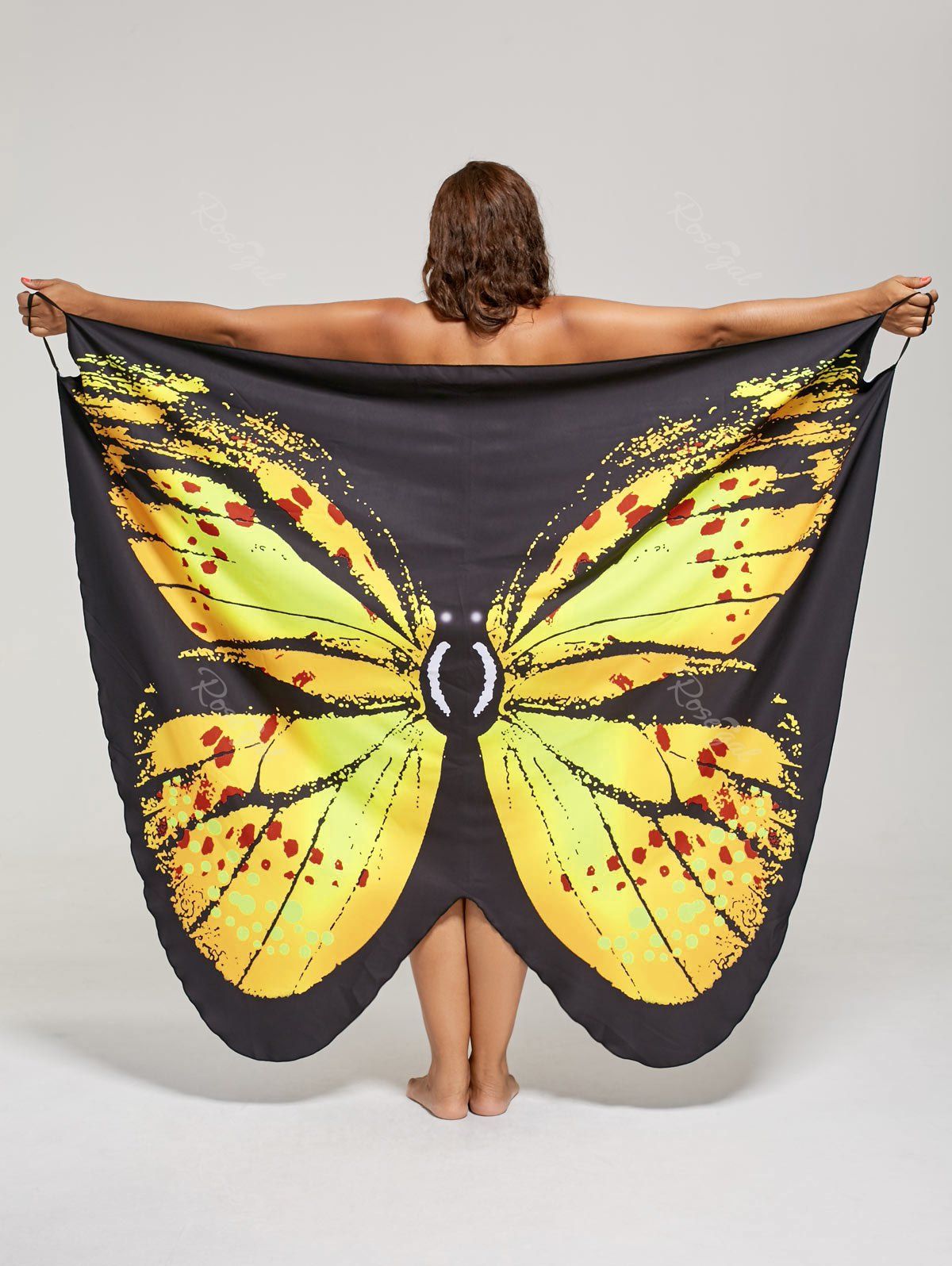 

Plus Size Butterfly Beach Wrap Cover Up Dress, Yellow