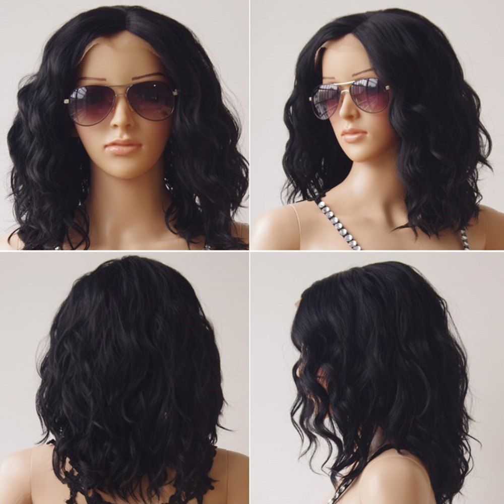 

Medium Center Part Shaggy Layered Wavy Lace Front Synthetic Wig, Black
