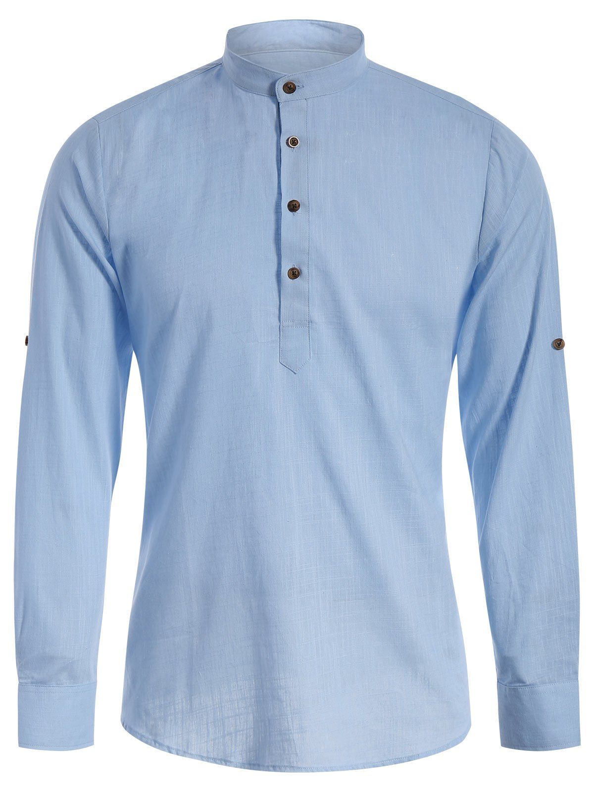 40-off-half-button-mandarin-collar-shirt-rosegal