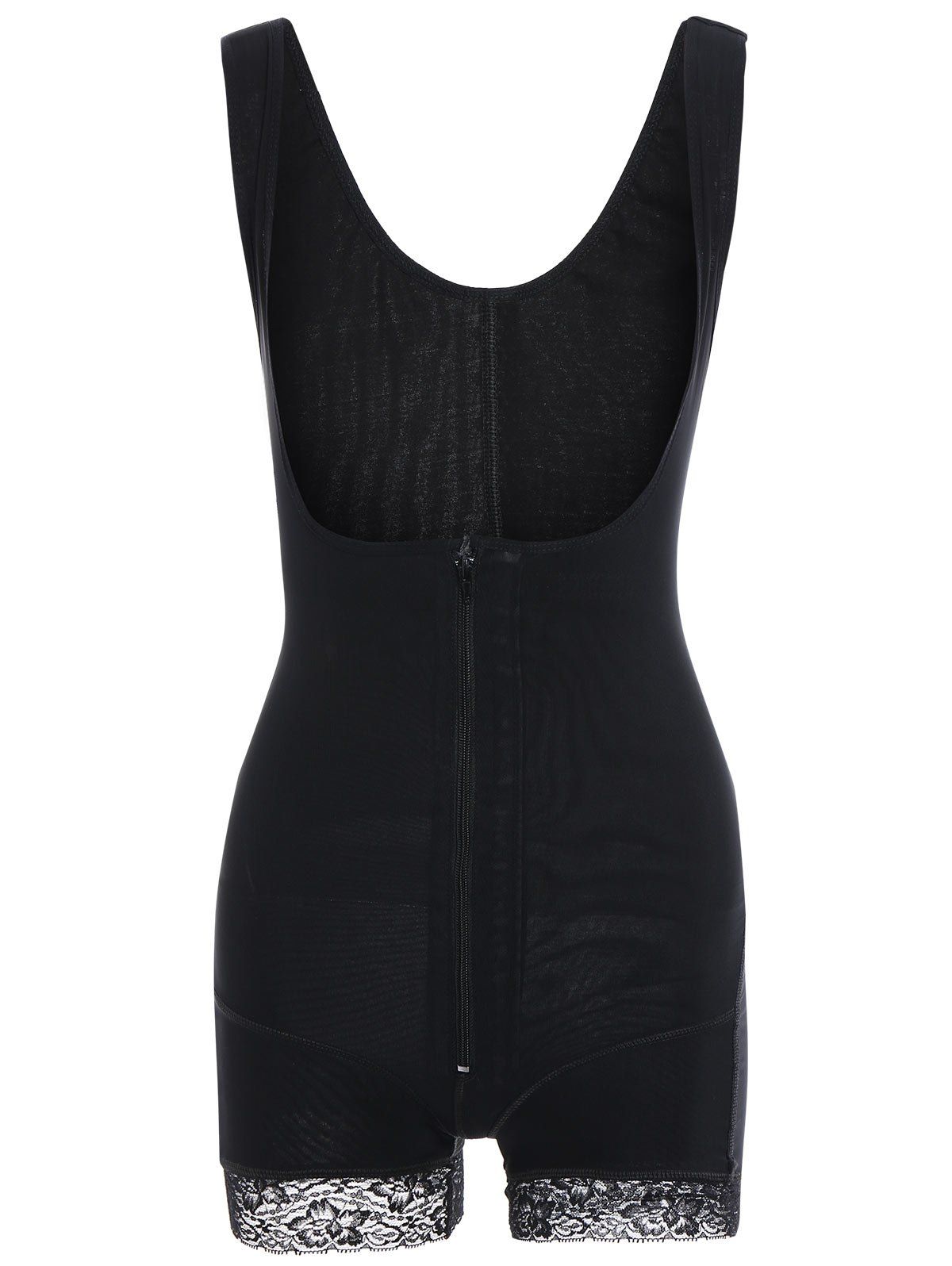 

Steel Boned Zipper Fly Body Shaper, Black