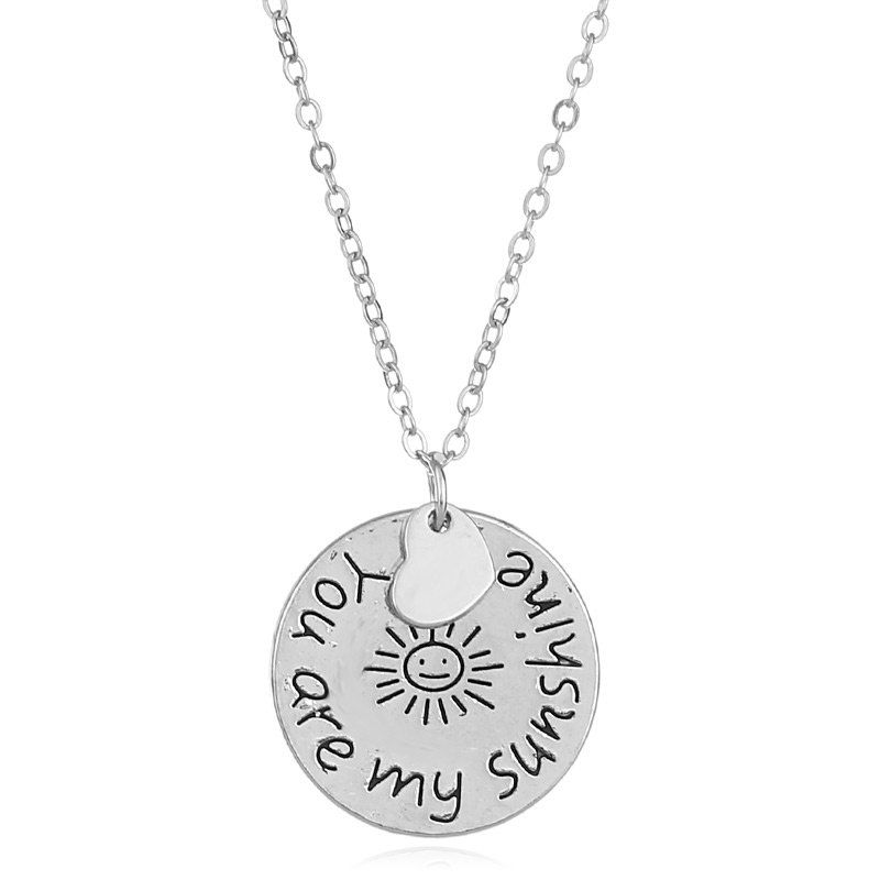 

Engraved You Are My Sunshine Heart Necklace, Silver