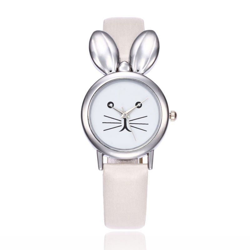 

Rabbit Ears Faux Leather Strap Watch, White
