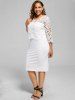 Lace Panel Knee Length Plus Size Bodycon Dress -  