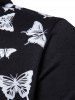 Hooded Butterfly and Ombre Skull Print Hoodie -  