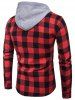 Hooded Panel Long Sleeve Pocket Tartan Shirt -  