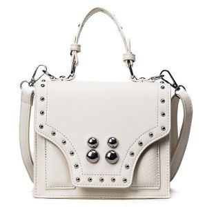 Rivet Flapped Faux Leather Handbag