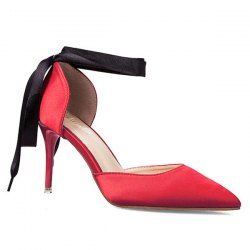 Satin Two Piece Tie Up Pumps