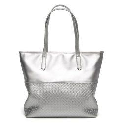 Faux Leather Woven Shopper Bag