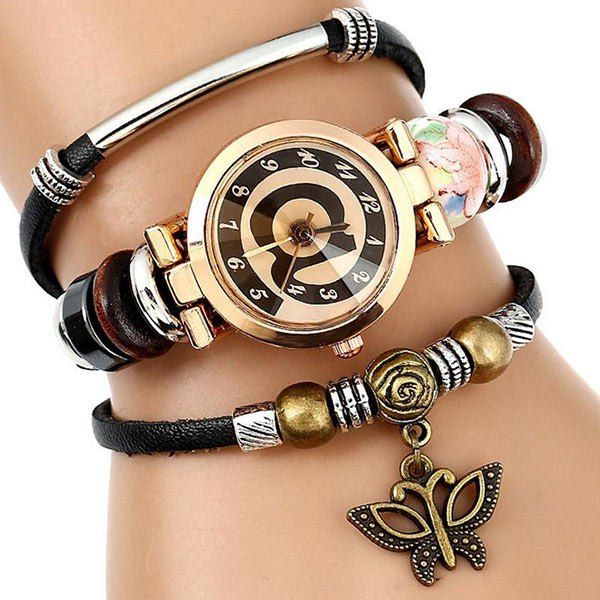 2018 Faux Leather Strap Number Charm Bracelet Watch Rosegal Outfits Faux Leather Strap Number Charm Bracelet Watch