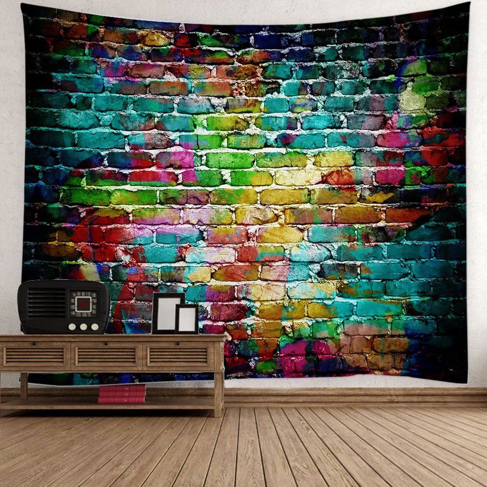 

Dazzling Brick Wall Hanging Bedroom Dorm Tapestry, Colorful